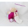 Doudou ours BABY NAT' Douceur Flower pétales rose mouchoir fleur 24 cm