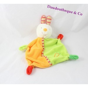 Doudou Kaninchen flach BABYSUN Karotten orange grün 26 cm