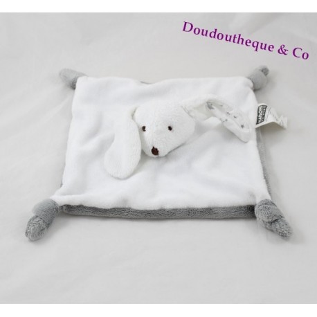 Doudou plat lapin MAISONS DU MONDE blanc gris 25 cm