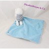 Doudou chat OBAIBI mouchoir bleu blanc rayures marin 40 cm
