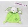 Doudou flat rabbit NICOTOY green rectangle pea coat 24 cm bird