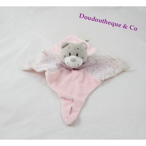 Flat Doudou NOUKIE bear Violette's Pink Purple tie pacifier puppet 30 cm