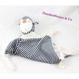 Doudou flat Penguin Carreblanc striped black and white diamond 50 cm