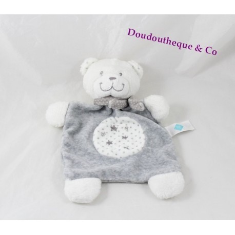 Bear flat Doudou TEX BABY stars gray white 24 cm