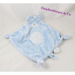 Oso de plano Doudou TEX bebé blanco oval azul diamante 38 cm