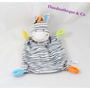 Flache Kuscheldecke Zebra gestreift grau weißes Rechteck NICOTOY 28 cm