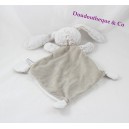 Doudou conejo plano intersección de TEX bebé piel beige gris diamante 3 nudos 33 cm