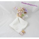 Doudou pañuelo Lila conejita frazada y compañía de rosa púrpura verde 28 cm