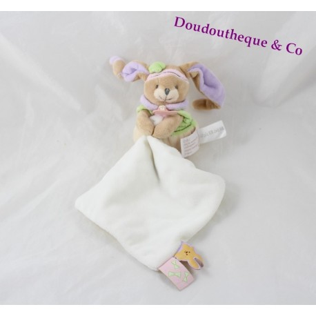 Doudou Taschentuch Lila Hase BLANKIE und Firma Rosa grün lila 28 cm Doudou Taschentuch Lila Hase BLANKIE und Firma Rosa grün lila 28 cm