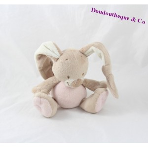 Doudou rabbit musical NATTOU funny pink beige 16 cm