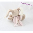 Doudou rabbit musical NATTOU funny pink beige 16 cm
