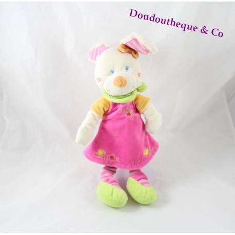 Rabbit peluche MOTS D'ENFANTS pink dress chick Leclerc 40 cm