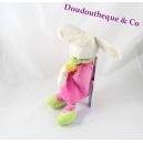 Coniglio peluche MOTS D'ENFANTS rosa abito pulcino Leclerc 40 cm