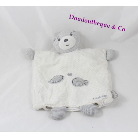 Doudou puppet bear KALOO Zen fish gray white