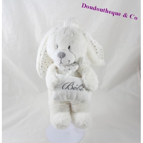 Plush musical CHEEKBONE cushion white 26 cm baby rabbit