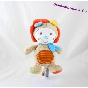 Doudou boule lion SIMBA TOYS Nicotoy écharpe bleue rayures 23 cm