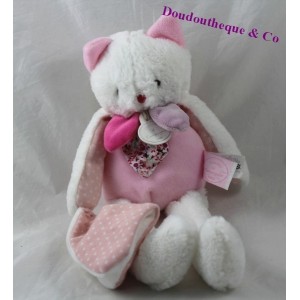 Doudou Taschentuch Chat, BLANKY und Unternehmen die Aufkleber weiß Rosa 30 cm