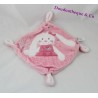 Doudou rabbit flat TEX BABY pink heart knot 21 cm