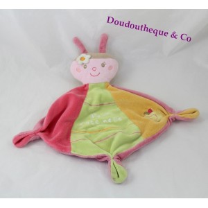 Doudou flachen Miss Marienkäfer SAUTHON Maya orange grün Rosa 30 cm