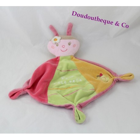 Doudou flachen Miss Marienkäfer SAUTHON Maya orange grün Rosa 30 cm