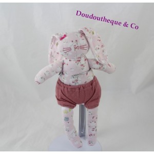 Doudou Kaninchen PETIT BATEAU kurze Knoten Blume rosa 25 cm