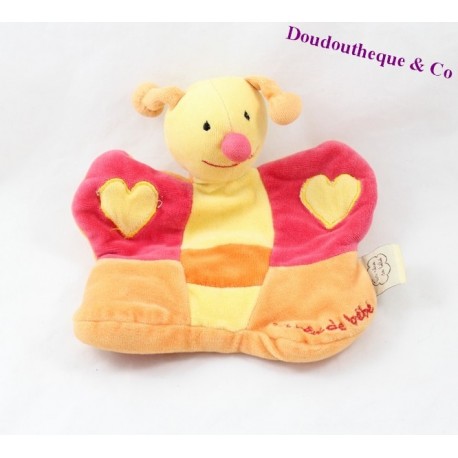 Abeja de muneco Doudou un sueno bebe naranja amarillo rojo 20 cm