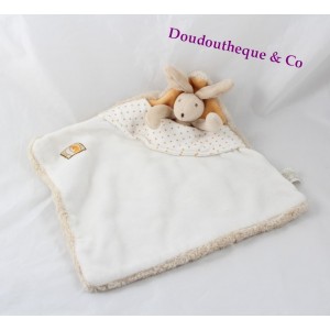 Doudou flachen MOULIN ROTY Basile und Lola Bunny Bett Beige 25 cm