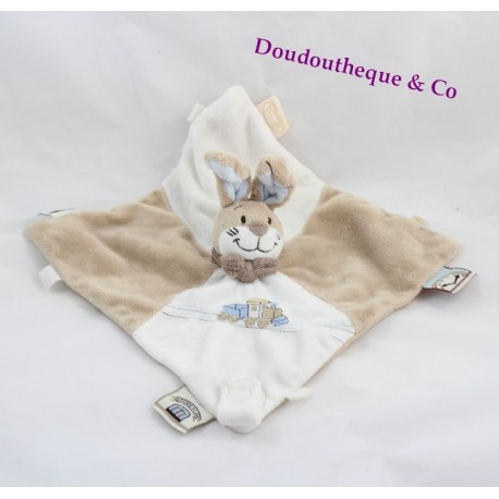Flache Decke Oscar Hase NOUKIE'S Oscar und Leon Beige Blaue Stickerei Schleppe Flache Decke Oscar Hase NOUKIE'S Oscar und Leon Beige Blaue Stickerei Schleppe