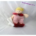 Doudou mouchoir fille BABY NAT' Mes petites poupées blonde rose rouge 23 cm