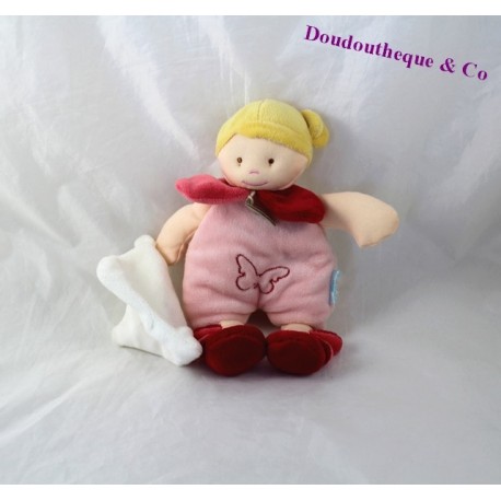 Ragazza di fazzoletto bambino NAT Don ' mia piccola bionda rosa rosso bambole 23cm Ragazza di fazzoletto bambino NAT Don ' mia piccola bionda rosa rosso bambole 23cm