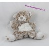 Doudou puppet bear TEX BABY beige white mottled Carrefour 24 cm