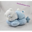 Teddy musical bear TEX BABY blue lying cloud peas Carrefour 28 cm