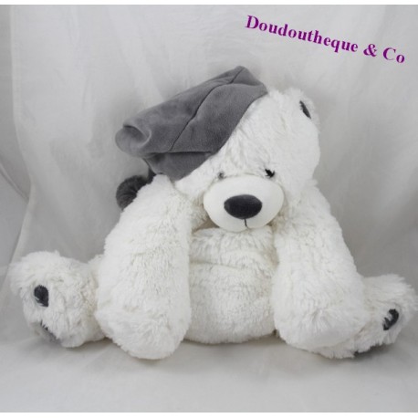Peluche ours ETAM range pyjama doudou bouillotte ours blanc bonnet 40 cm