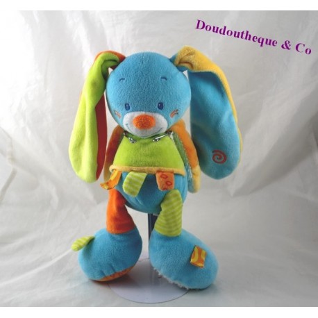 Doudou lapin NATTOU Funny Farmer multicolore 28 cm