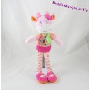 Cow Doudou words children's pink scarf green peas 35 cm