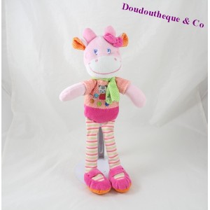 Kuh Doudou Wörter Kinder Rosa Schal grüne Erbsen 35 cm