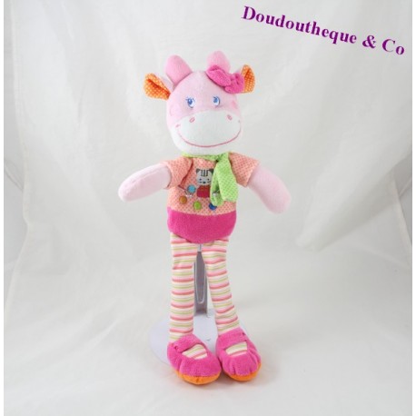 Kuh Doudou Wörter Kinder Rosa Schal grüne Erbsen 35 cm Kuh Doudou Wörter Kinder Rosa Schal grüne Erbsen 35 cm