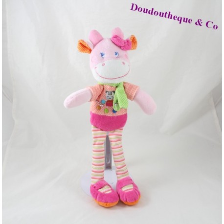 Kuh Doudou Wörter Kinder Rosa Schal grüne Erbsen 35 cm