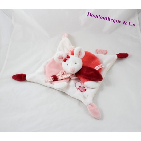 Doudou plat souris DOUDOU ET COMPAGNIE Clémentine rouge rose DC2614