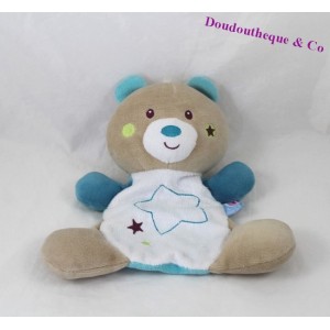 Bear flat Doudou blue stars candy CANE embroidered 20 cm