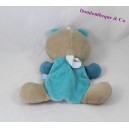 Bear flat Doudou blue stars candy CANE embroidered 20 cm