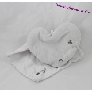 Doudou handkerchief heart FM SERVICE gray happiness 13 cm