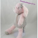 Peluche chien PRIMARK rose robe gris brillante 34 cm