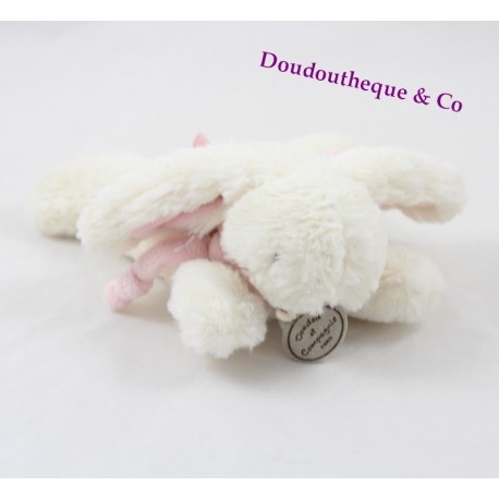 Doudou Lapin Bonbon DOUDOU ET COMPAGNIE 15 cm blanc et rose 