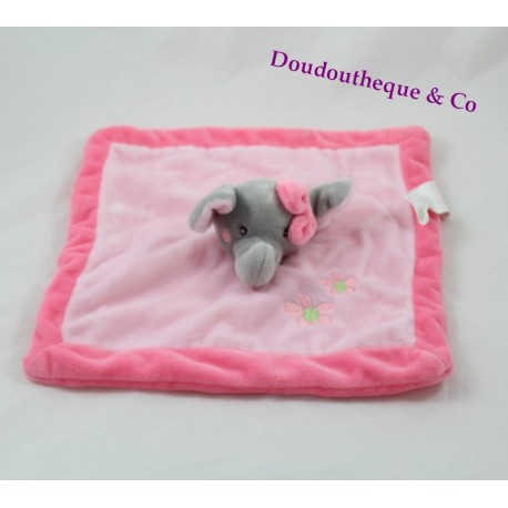 Doudou flat elephant KIMBALOO Hall square pink 25 cm