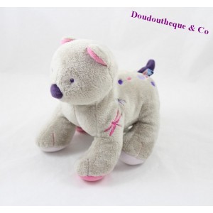 Doudou cat candy CANE grey with embroidered dragonflies