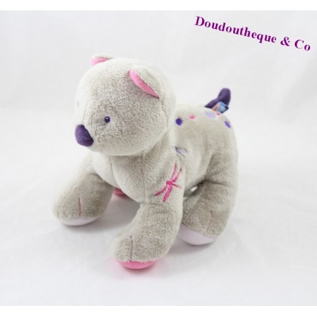 Doudou Katze Candy CANE grau mit gesticktem Libellen