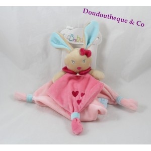 Doudou Kaninchen BABY NAT flache Perle "Perlim blue Pearl and Rosa Herz 25 cm