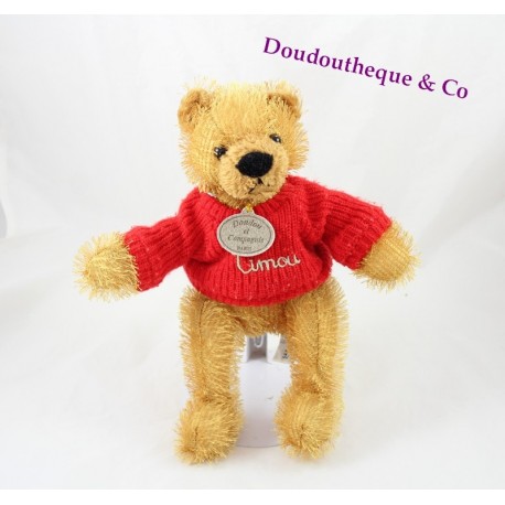 Doudou Ours DOUDOU ET COMPAGNIE  Timou pull  rouge brodé