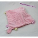 Doudou flat donkey CORSICA attached pink pacifier labels 25 cm